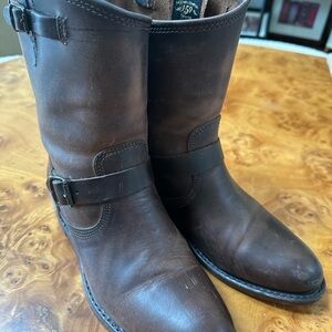 FRYE AND CO. Brown Leather Harness Ankle Boots